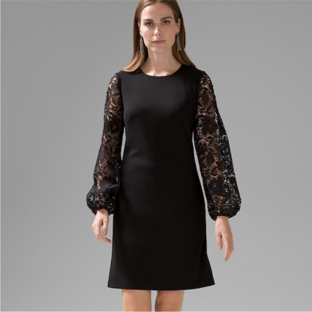 White House Black Market Lace Sleeve Shift Dress